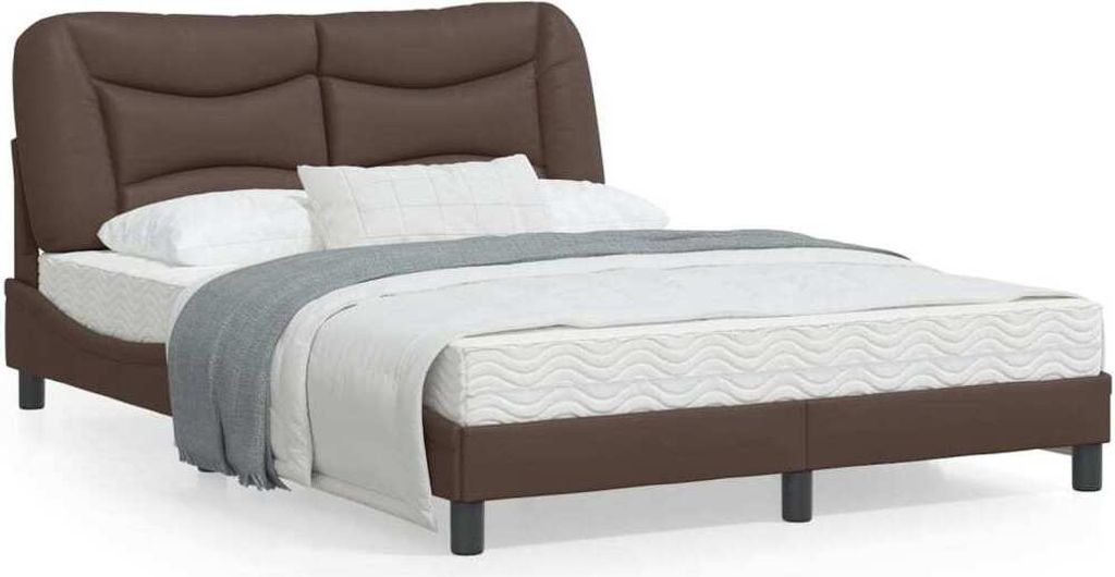 Design Bettgestell mit Kopfteil Braun 120x200 cm Kunstleder, Klassische Betten 2024 Neu