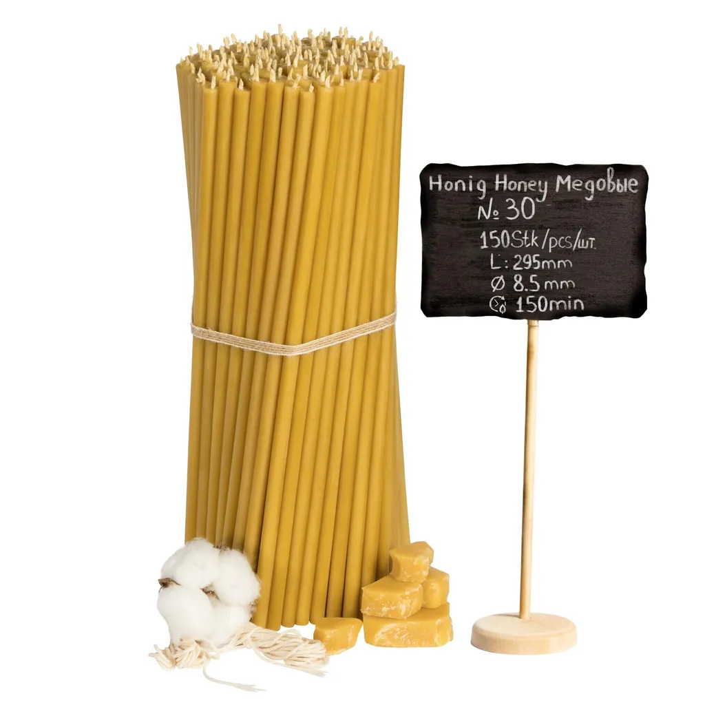 Candele da Chiesa Medovie N30 2kg 150 Pezzi - Pura Cera d'Api Naturale