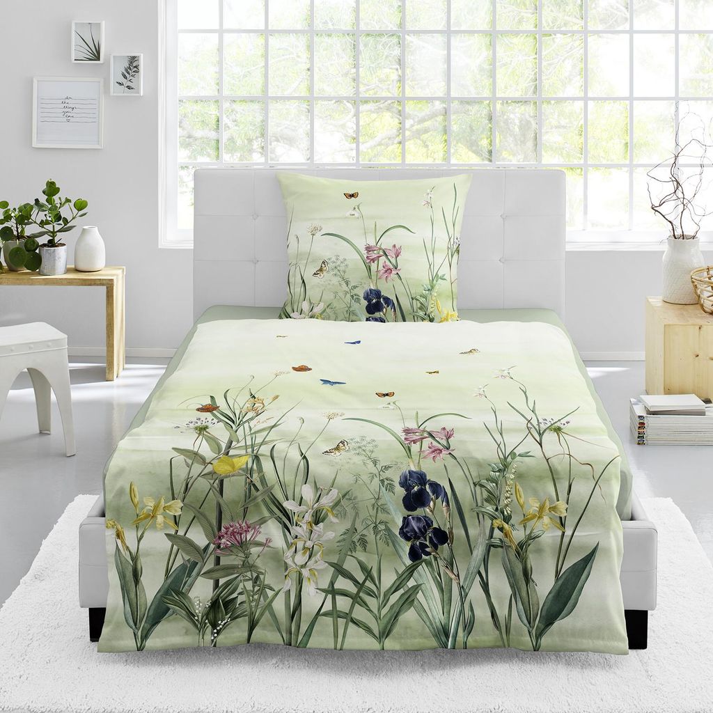 Bierbaum Mako-Satin Bettwäsche 135x200 Schmetterlinge Produktbild 