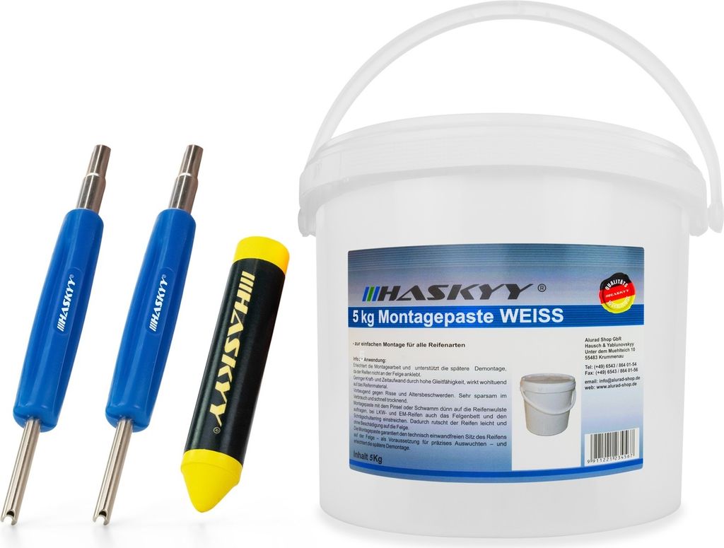 HASKYY Reifenmontagepaste 5kg Weiss Reifenkreide Ventileindreher