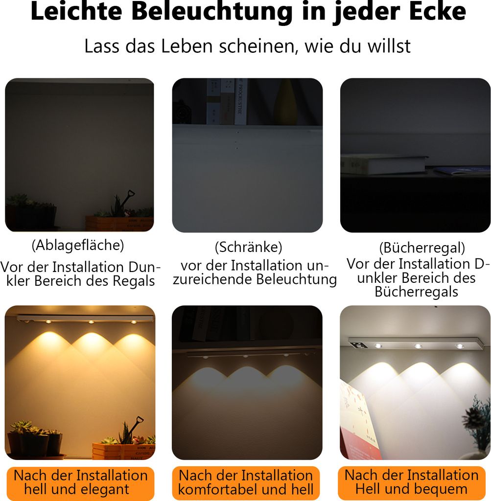 60CM Led Unterbauleuchte Lichtleiste Mit Bewegungsmelder Produktbild 11