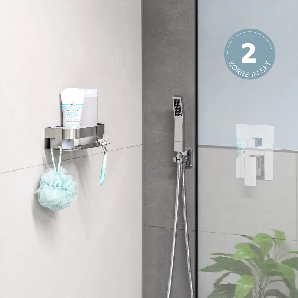 Rangement Douche Set de 2 pour Shampoing et Savon - Inox Durable - 2