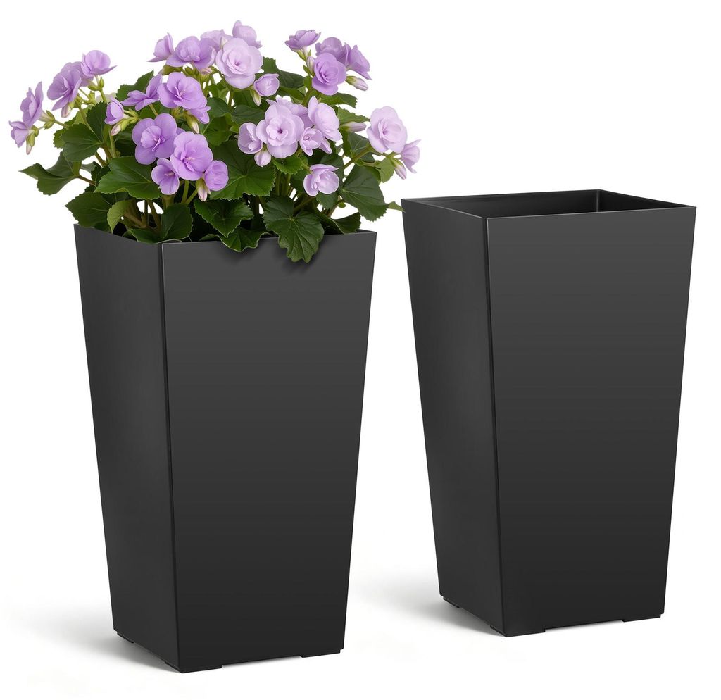 VEVOR Pflanztopf 300x300x550 mm 2er-Set, Blumentopf, Blumenkübel, PP-Pflanzgefäß, Planzkübel, Pflanzkasten mit Innentopf & Abflusslöchern, Gee...