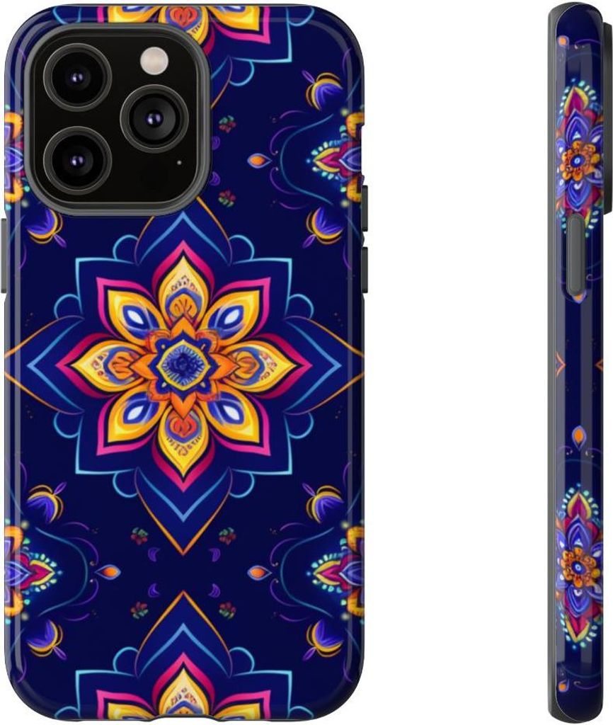 Buntes Mandala-Blumenmuster – Hülle Kompatibel mit iPhone 14 Pro Max