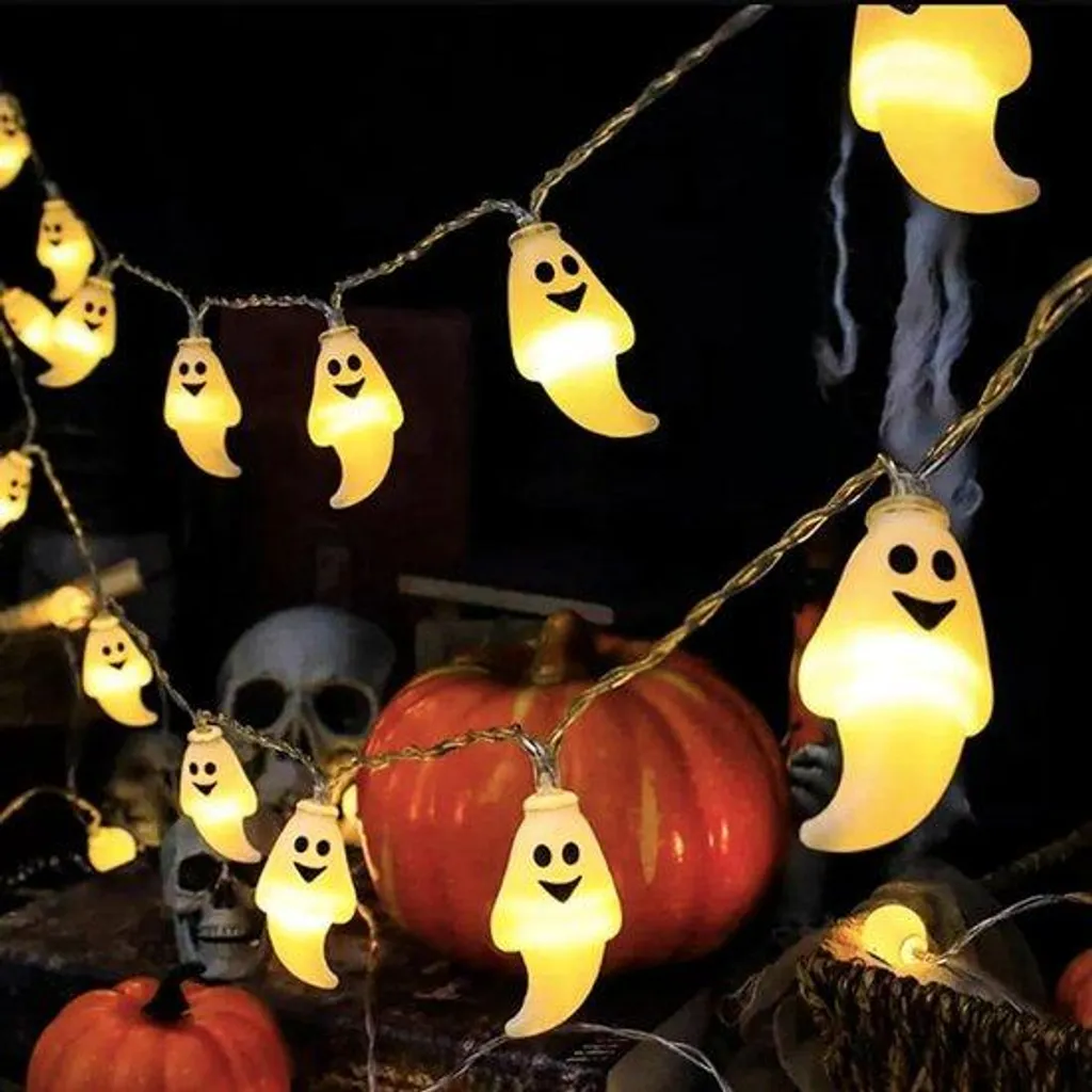 Guirlande lumineuse Halloween 3m 20 LED blanc - Décoration fantôme