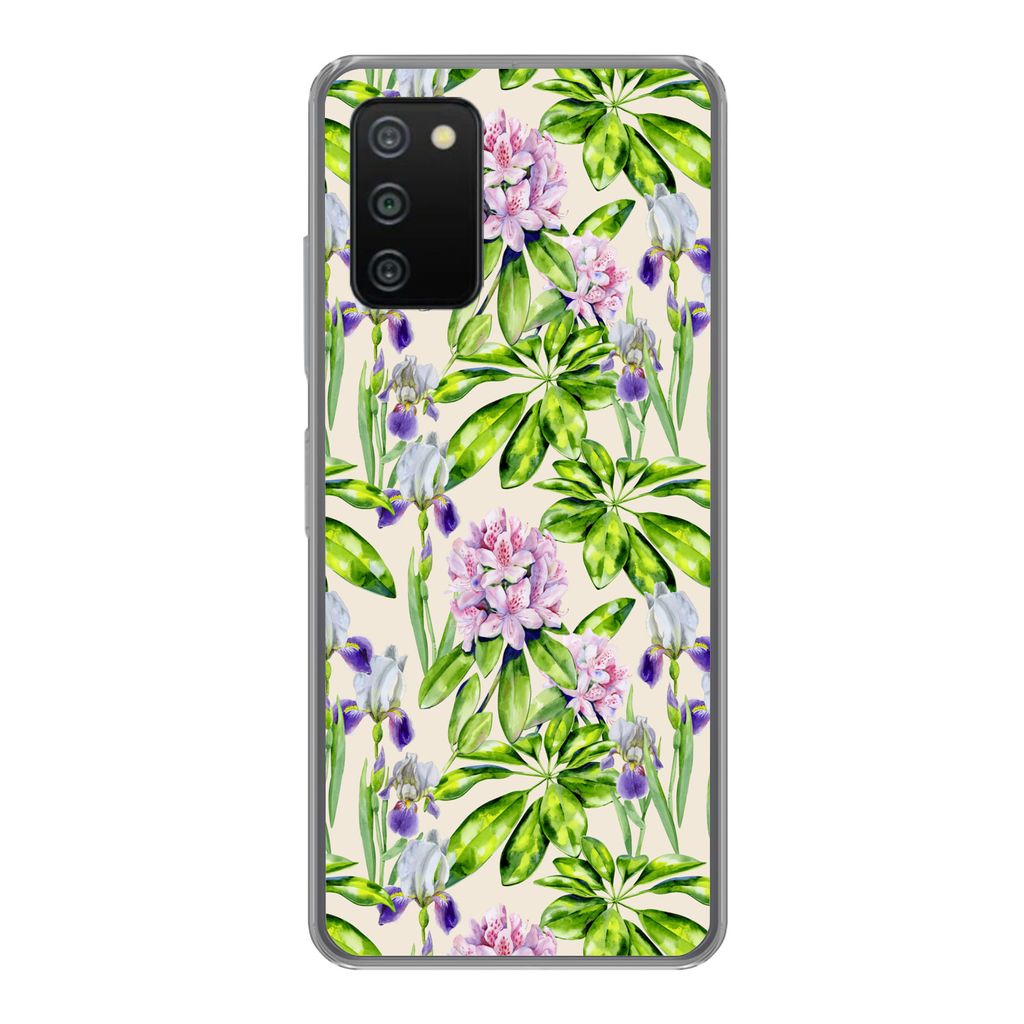 MuchoWow Handyhülle Schutzhülle Hülle für Samsung Galaxy A03s Hortensie - Blatt - Blüte Silikon Softcase Handy Hülle - Schutz
