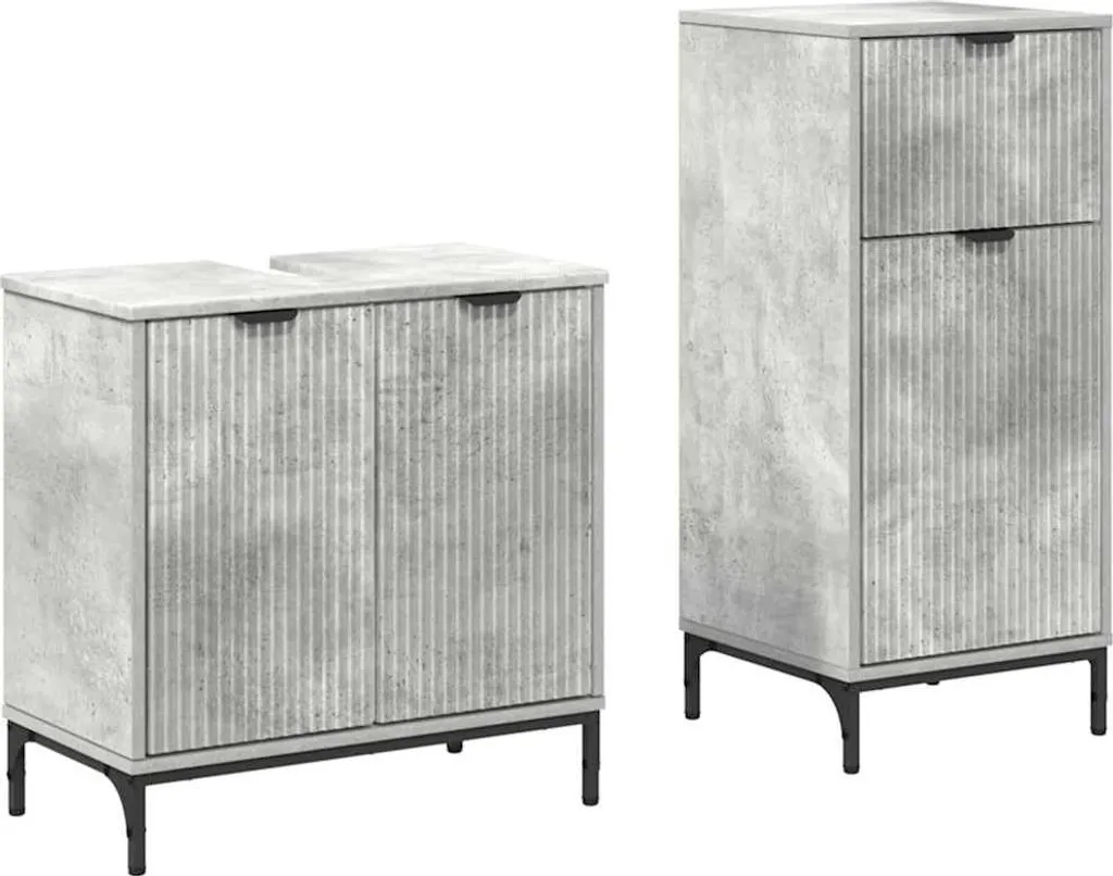 vidaXL Set Mobili Bagno 2 Pezzi Grigio Cemento e Metallo | Design Moderno