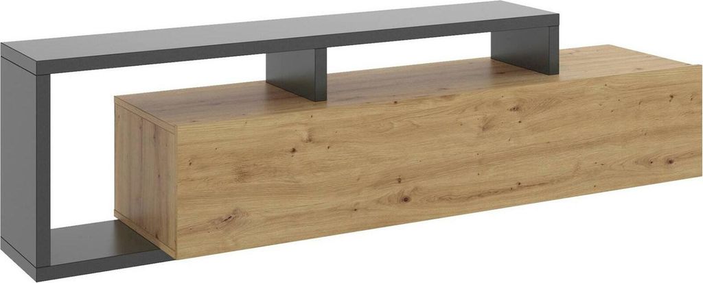 TV-Ständer Dgodign, niedriges Sideboard für Wohnzimmer, Sideboard für Wohnzimmer für Fernseher, 165 x 40 x 47 cm, Eiche Nodes und Anthrazit
