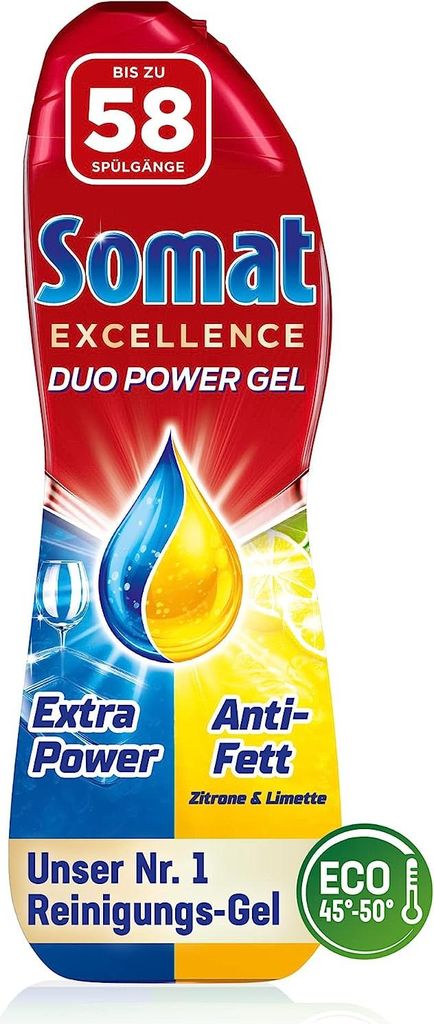 Somat Excellence Duo Power Gel Zitrone & Limette, 1x 58 Spülgänge