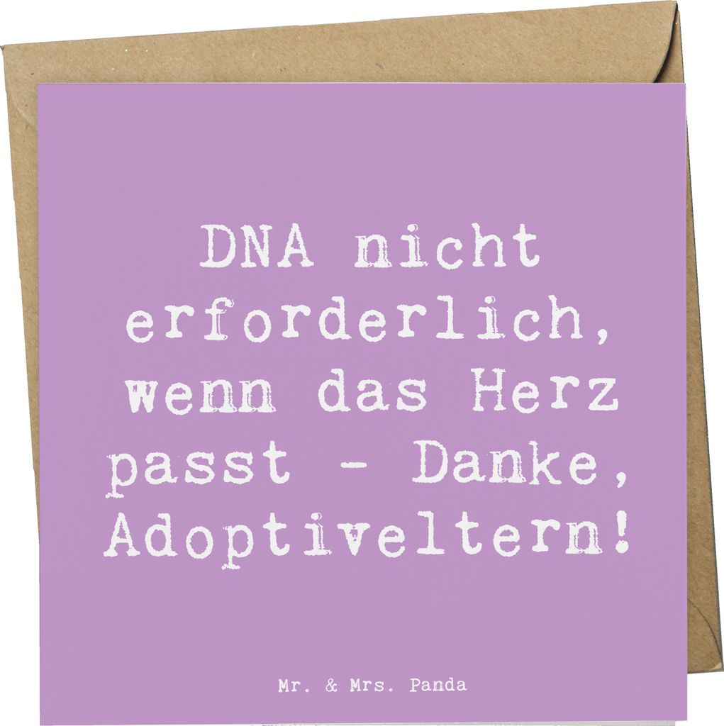 Mr. & Mrs. Panda Grußkarte Spruch Liebe Adoptiveltern - Lavendeltraum - Geschenk, Klappkarte, Glückwunschkarte, Familienpflege, anlasskarte, Unte...
