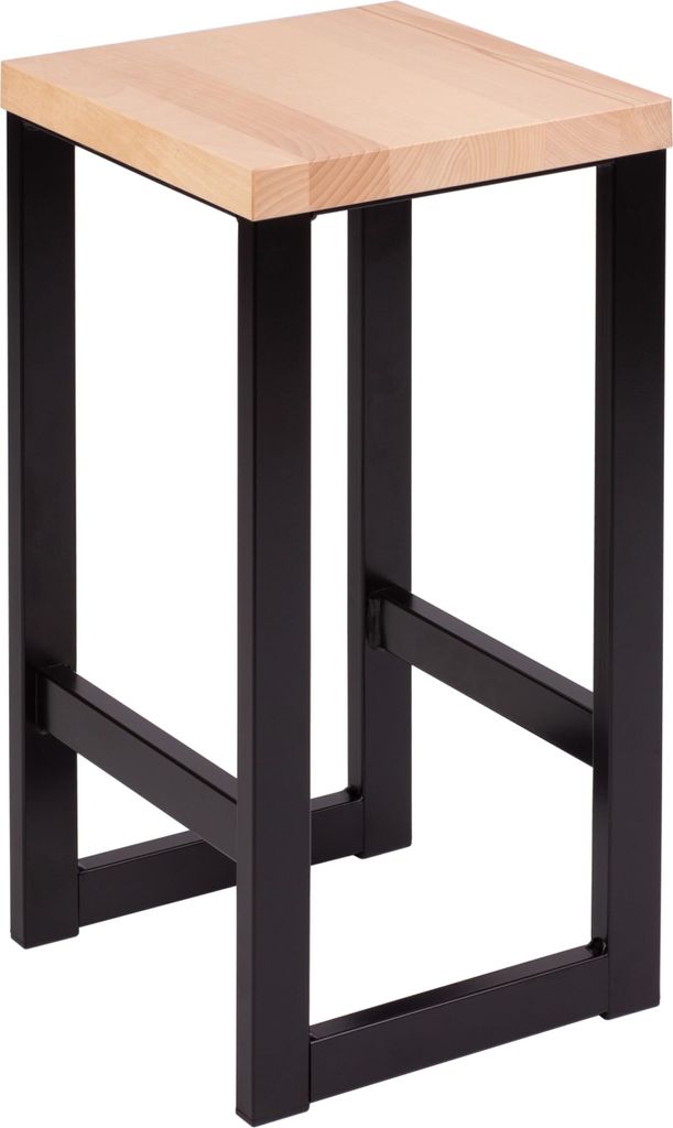 Spec-Wood, Hocker Holz LOFT, Barhocker Holz, Blumenhocker Holz mit Metallgestell, Duschhocker Modern, Küchenhocker, Barstühle, Tresenhocker, Sitz...