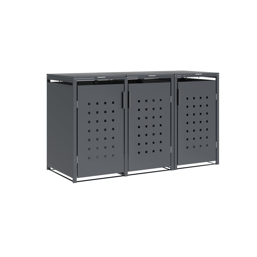DEGAMO Mülltonnenbox TRIER 198x80x116cm für 3x Tonnen 240 Liter, Stahl anthrazit