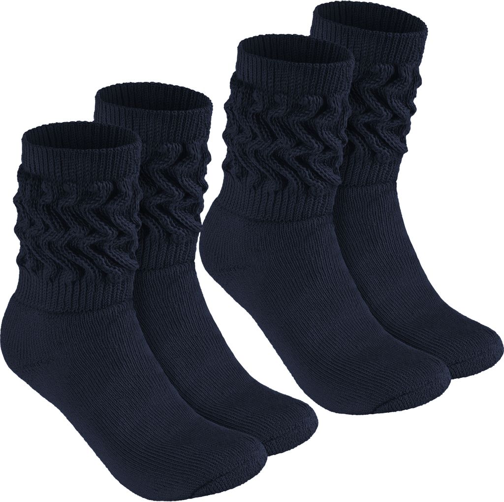 BRUBAKER Slouch Socken - Damen Schoppersocken für Fitness, Yoga und Workout - Sportsocken für Frauen, Navy Blau, Größe 39-42, 2 Paar