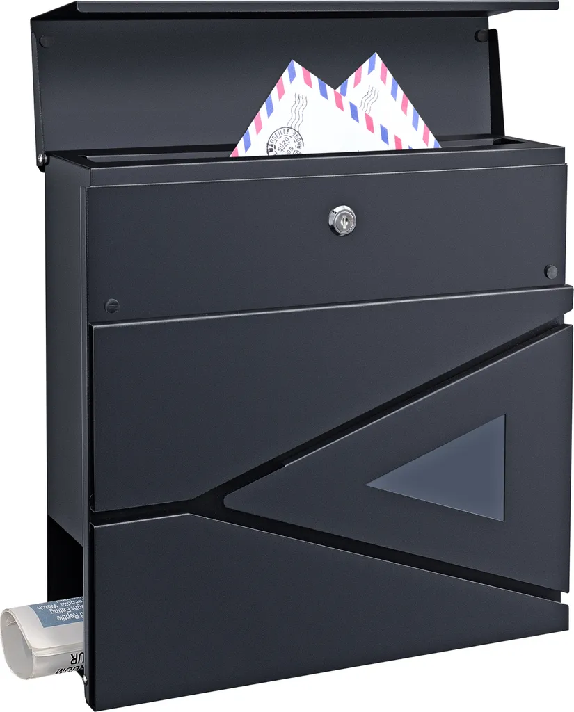 Boîte aux lettres avec tube à journaux pour maison individuelle grise