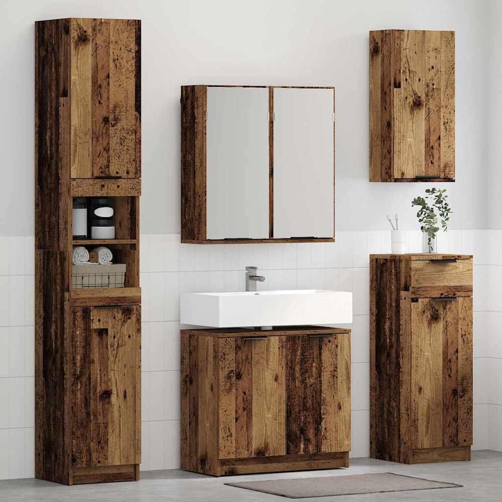vidaXL Badezimmerschrank-Set 2 Stk. Altholz Holzwerkstoff