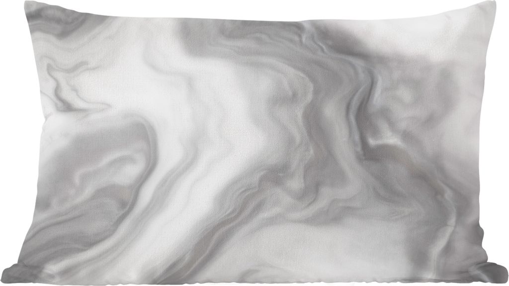 MuchoWow Zierkissen Sofakissen Wohnzimmer Dekokissen 50x30 cm Weiß mit schwarzem Marmor - Wohnzimmerdekoration - Polster mit Photo