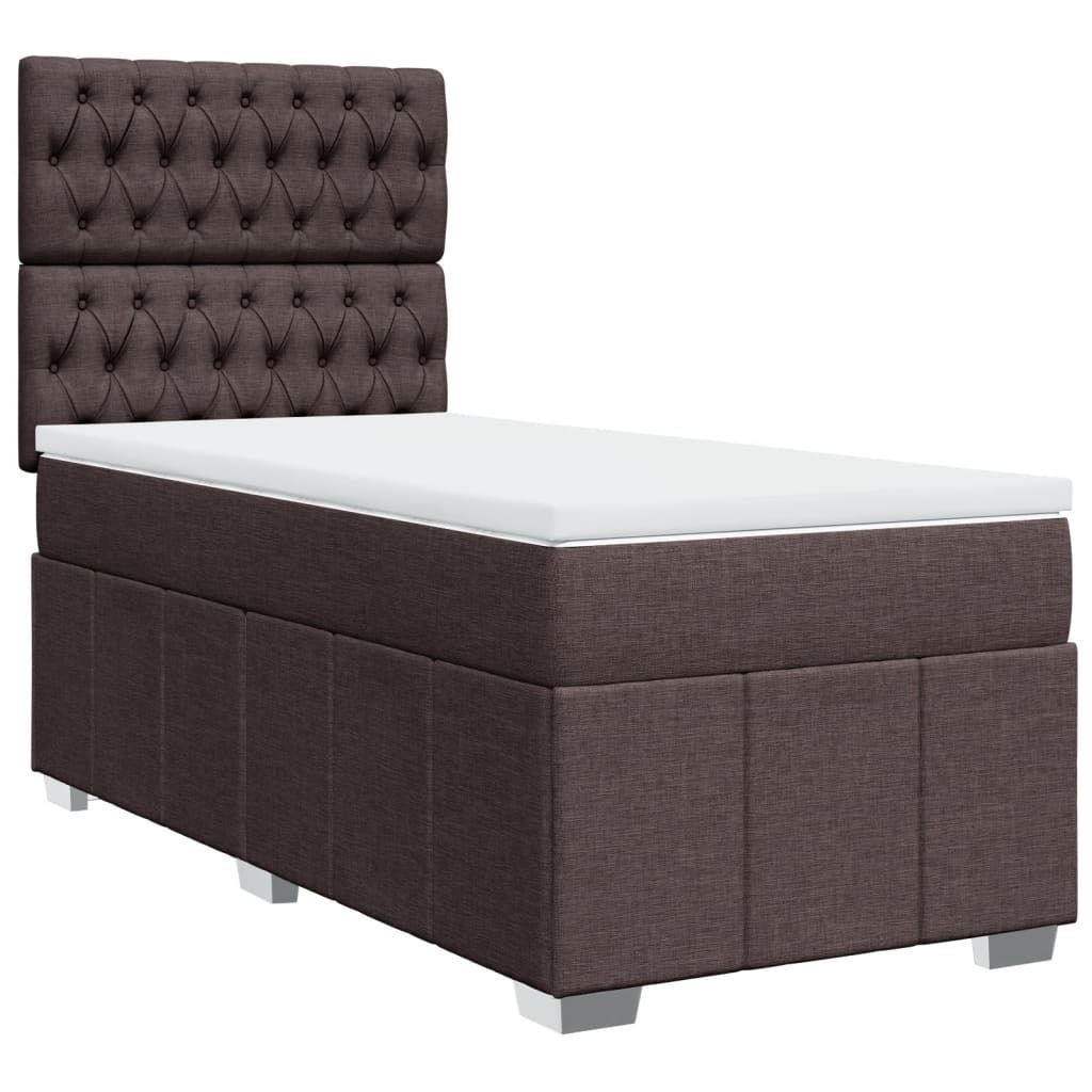 vidaXL Boxspringbett mit Matratze Dunkelbraun 100x200 cm Stoff