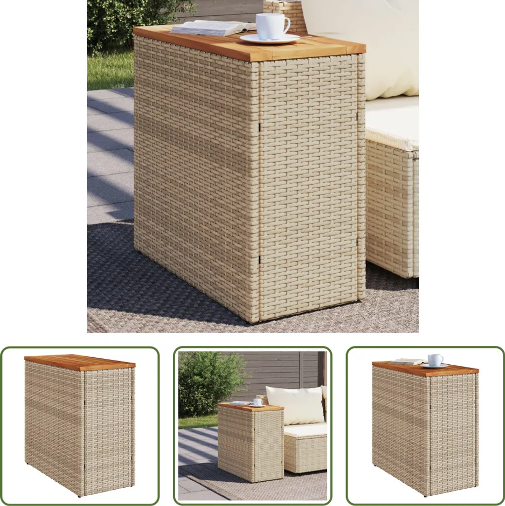 Tavolino da Giardino Poly Rattan Beige The Living Store 58x27,5x55 cm
