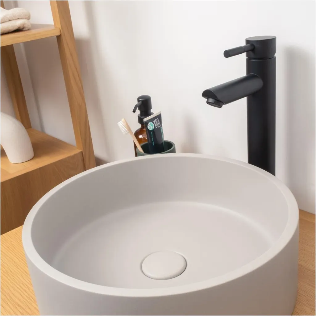 Lavabo da appoggio rotondo in cemento grigio ALAN da 36 cm - 5