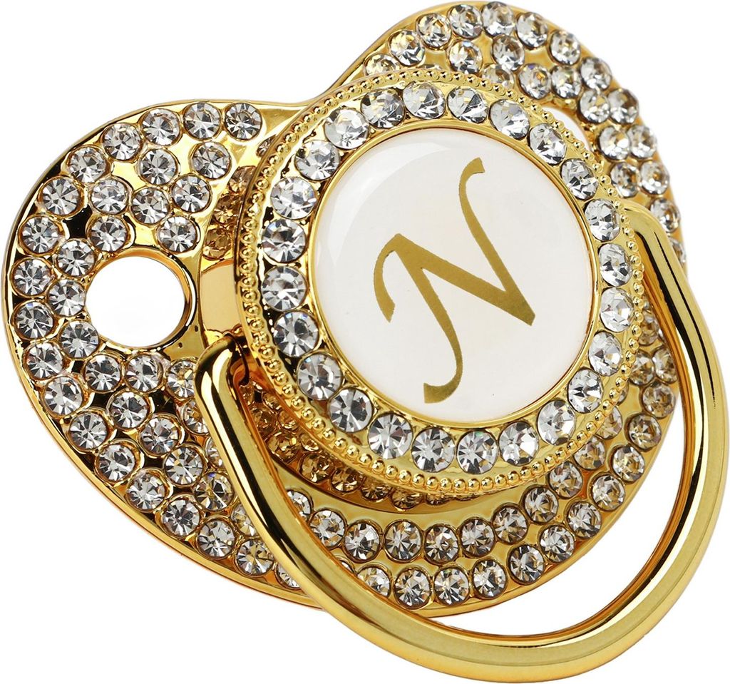 Ciuccio Baby Bling Golden clip lettera curva con Immagine del prodotto 