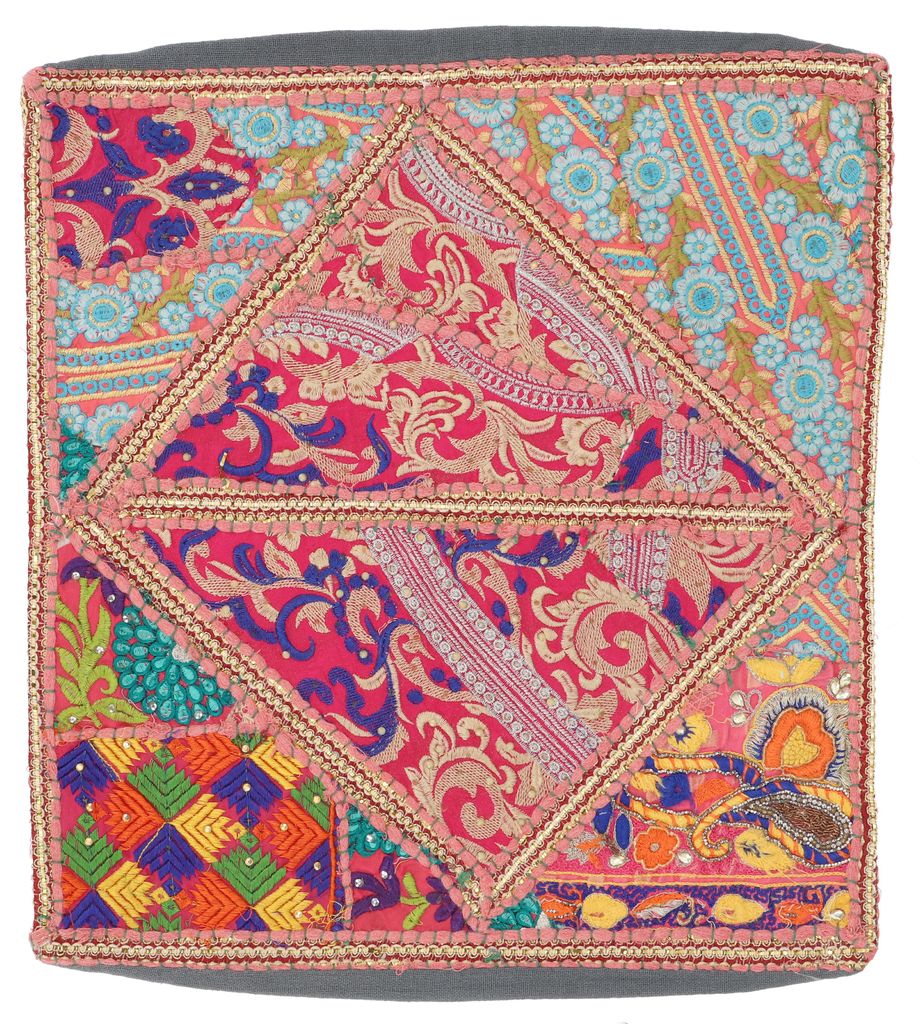 Patchwork Kissenhülle, Dekokissen Bezug aus Rajasthan, Einzelstück - Muster 7, Mehrfarbig, Baumwolle, 40*40*0,5 cm, Zierkissen, Dekokissen, Sofak...