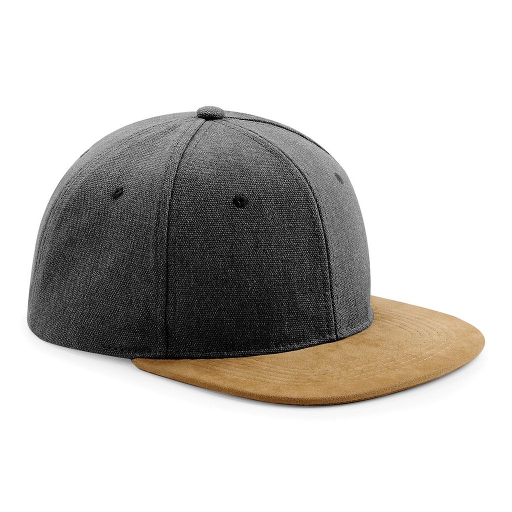 Beechfield Uni Kunst Wildleder Schirm Snapback Kappe RW4080 (Einheitsgröße) (Vintage Schwarz)