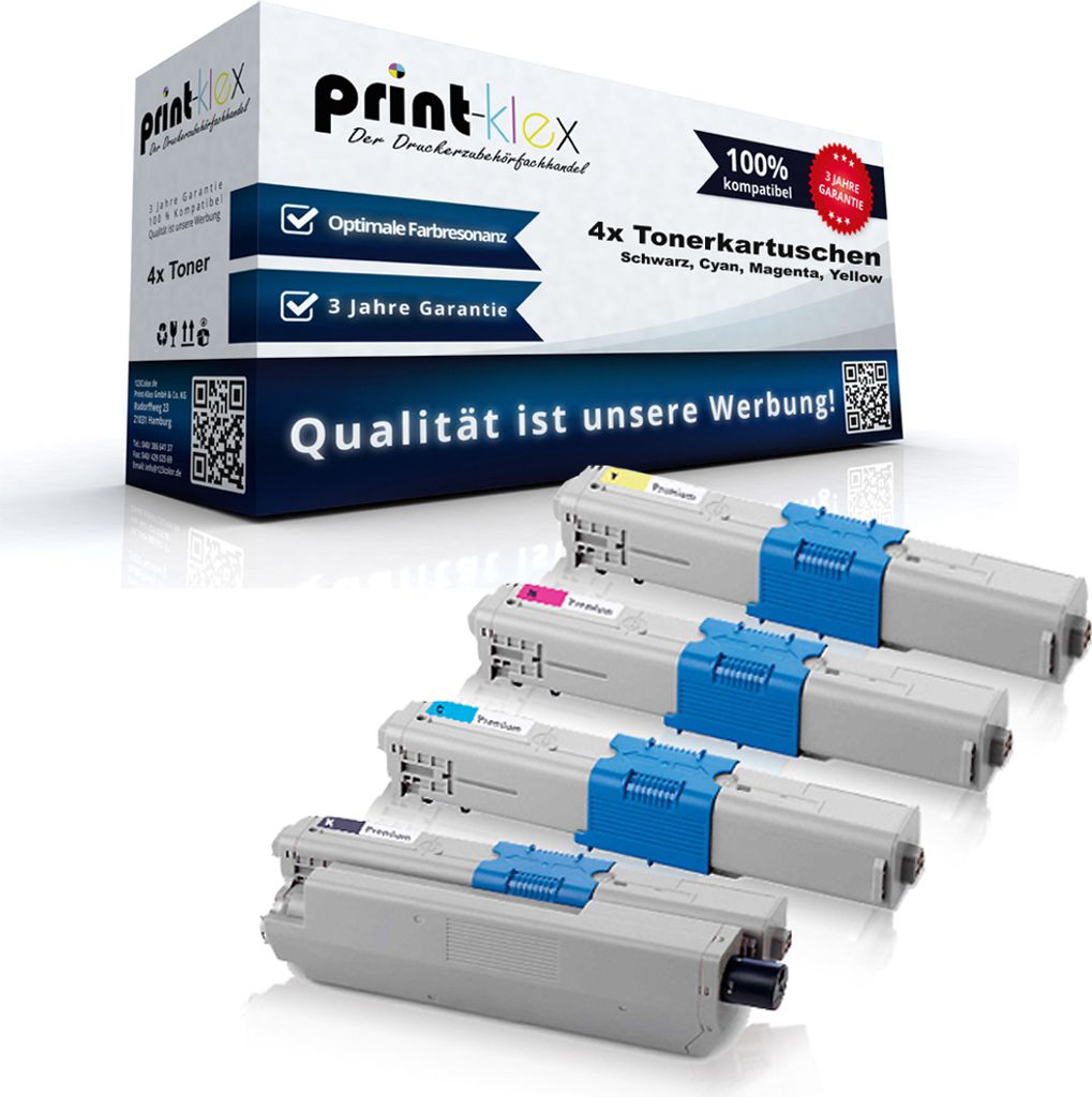 4x Kompatible Tonerkartuschen für OKI C532DN C542DN MC563DN MC573DN 46490608 46490607 46490606 46490605 Black Cyan Magenta Yellow - Office Pro Serie