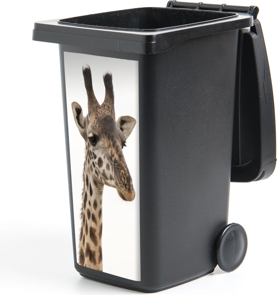 MuchoWow Mülltonnenaufkleber Giraffe - Tier - Weiß 38x80 cm - Behälteraufkleber - Mülleimer-Aufkleber - Container-Aufkleber