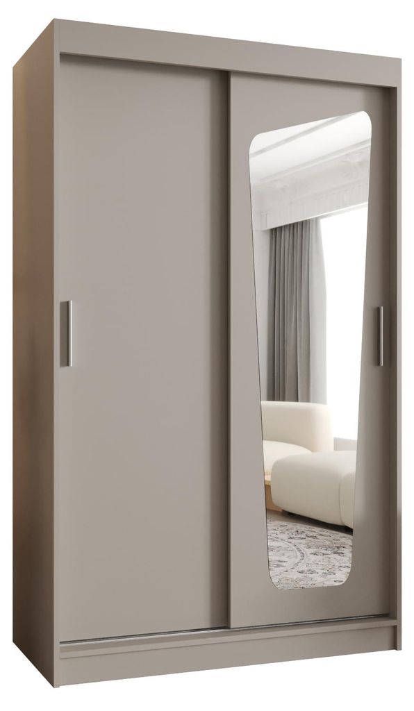 Kryspol - Kleiderschrank mit Spiegel, 120 cmx200x62cm, 2 Tür, MOKA 120, Kaschmir