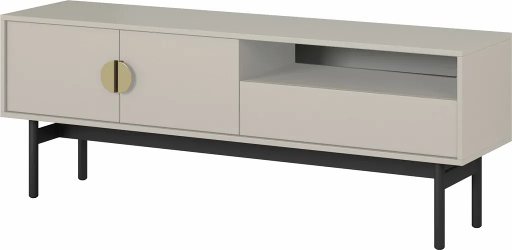 Meuble TV Salon 154 cm Taupe pour Grand Écran avec 3 Tiroirs de Rangement