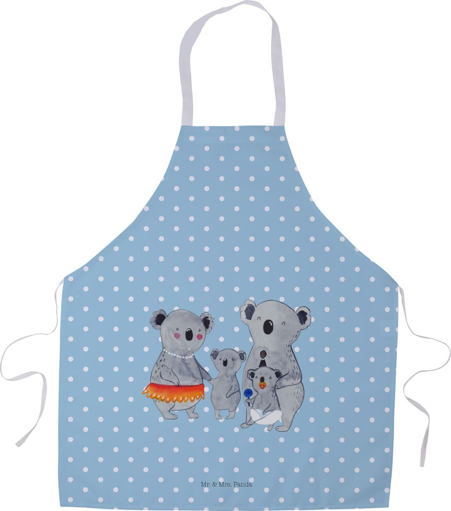 Mr. & Mrs. Panda Kochschürze Koala Familie - Blau Pastell - Geschenk, Muttertag, Papa, Küchenschürze, Family, Mama, Kinder, Küchenzubehör, Sch...