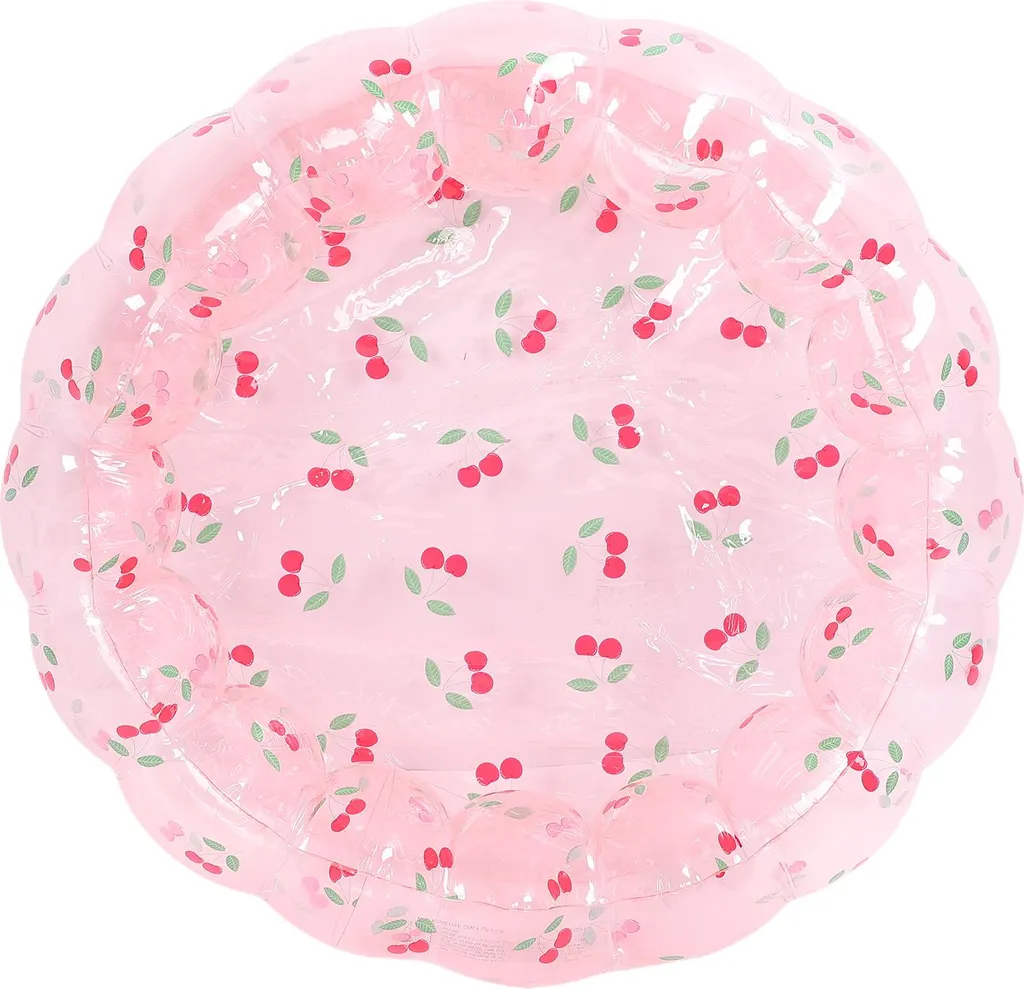 Pataugeoire Gonflable Transparente Motif Cerise pour Jardin et Été