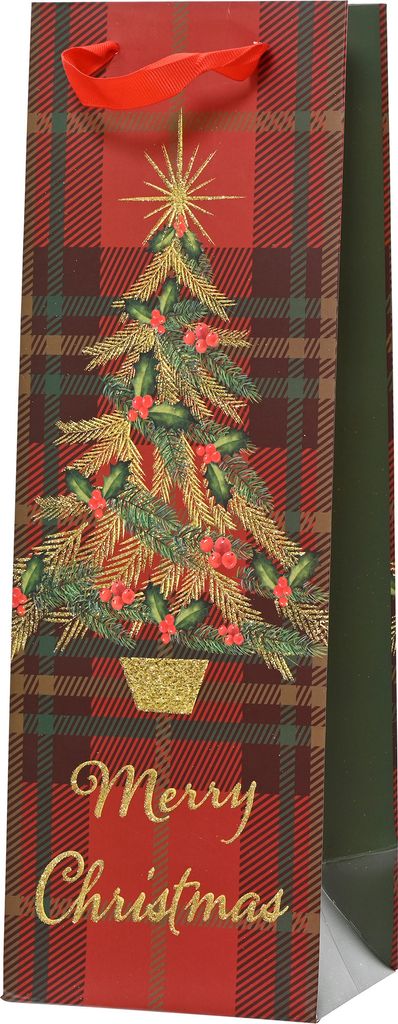 Geschenktüte Flasche Weihnachten 12x10x36cm mit Henkel 1 Produktbild 1