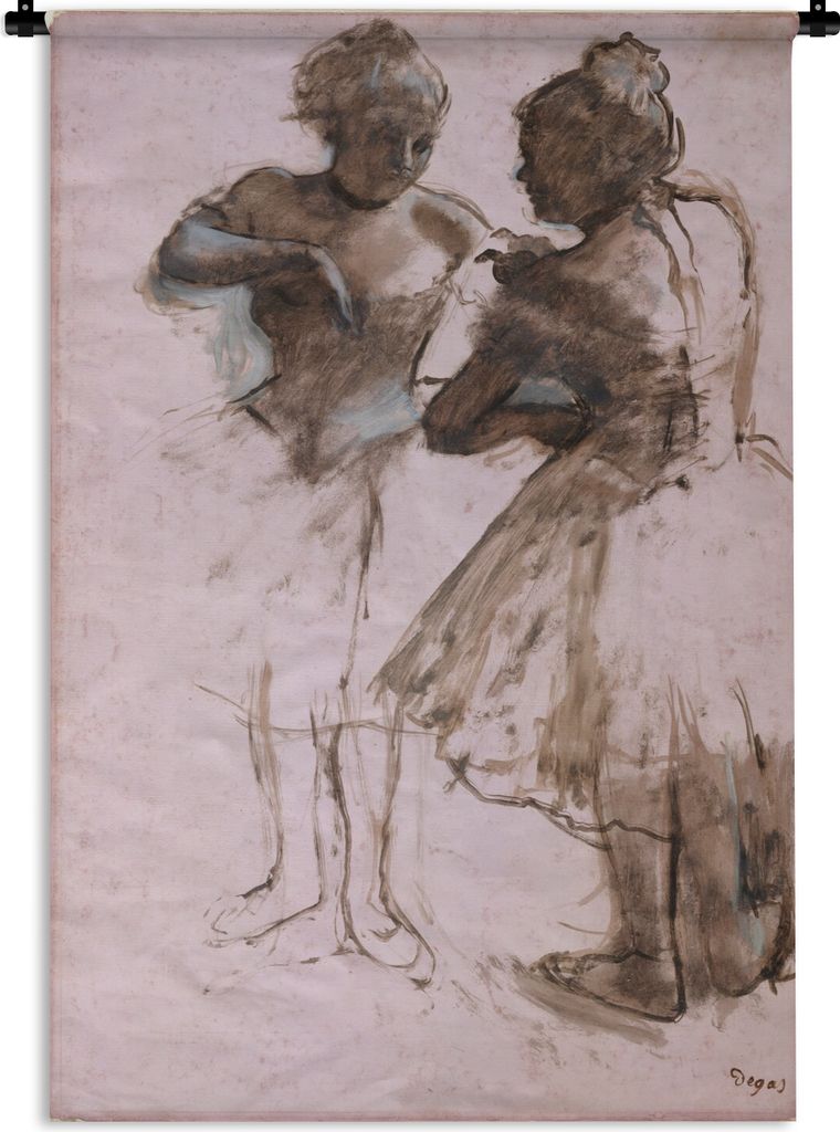 MuchoWow Wandteppich Wandbehang Zwei Tänzerinnen - Kunstwerk von Edgar Degas 90x135 cm Tapisserie Dekoration Wandtuch - Baumwolle - Wandskulptur