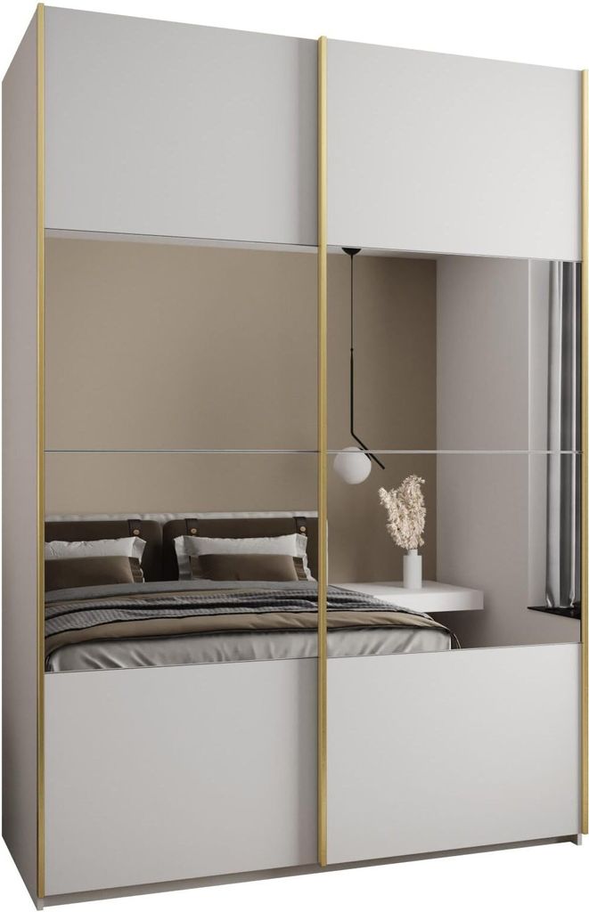 MEBLE KRYSPOL LUX 4 Schrank - 245,5x170x64cm - Weiß, Weiß, Gold