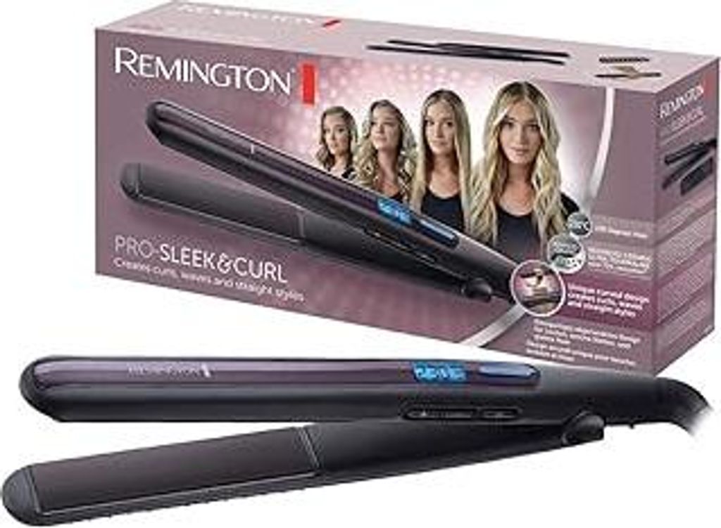 Remington Glätteisen Pro Sleek & Curl (abgerundetes Design -ideal zum Glätten & Stylen von Locken und Wellen, hochwertige Ultra-Turmalin-Keramikb...