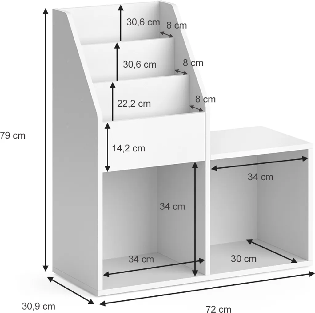 Bibliothèque Compacte Vicco Luigi 72x79cm pour Optimiser les Petits Espaces