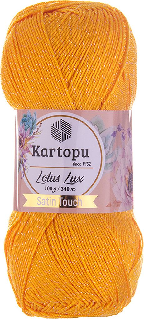 Glitzerwolle Kartopu Lotus Lux 100g Strickgarn Wolle mit Glitzer Glitzergarn Sommer, Farbe:K318 sonnengelb