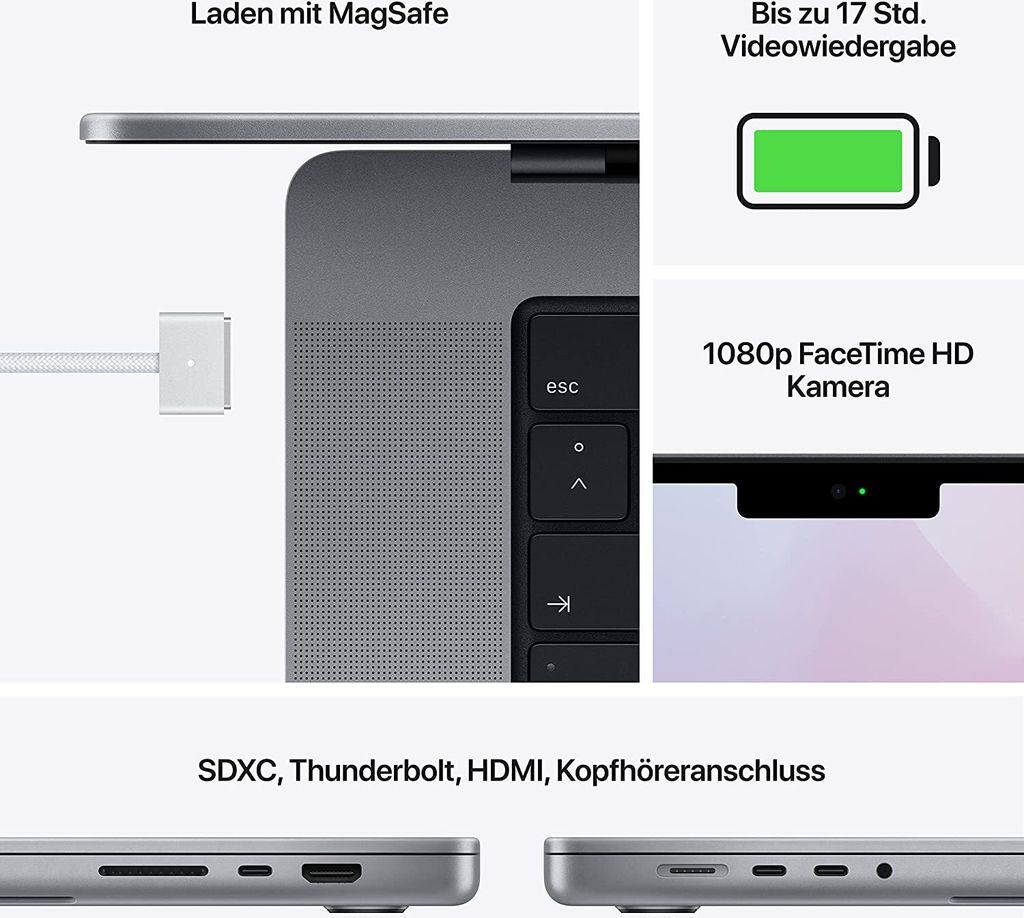Apple MacBook Pro 14-inch M1 Pro 16GB 512GB - space grey Produktbild 11