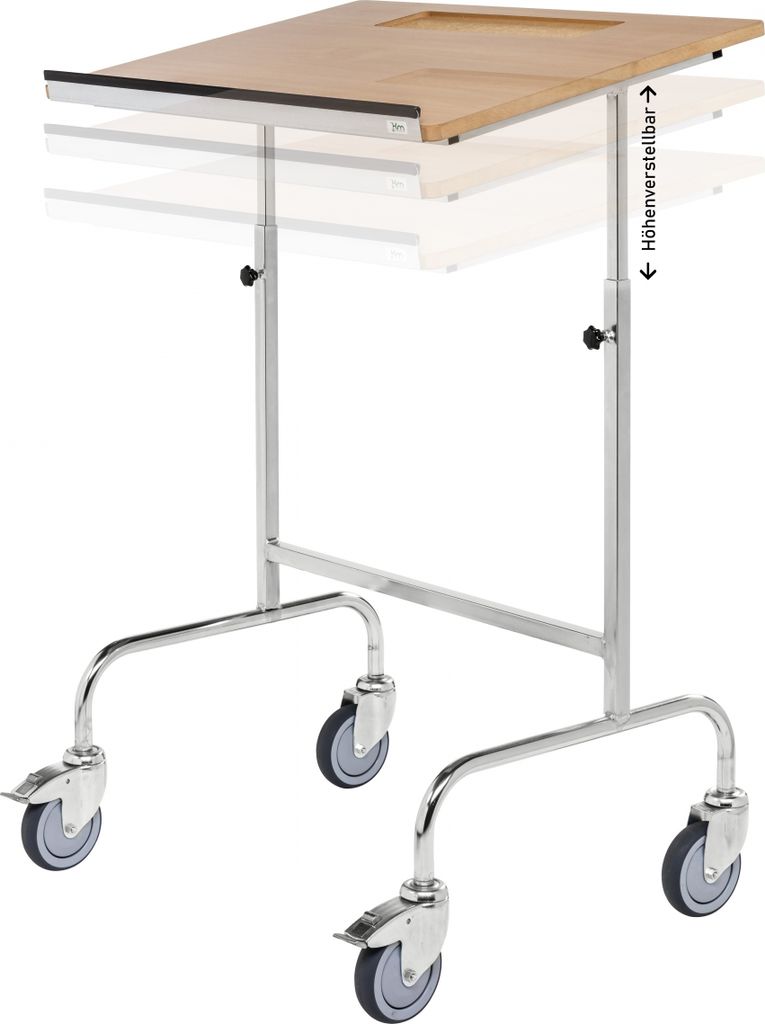 Kongamek Rollpult mit Schreibplatte 570x800x1300 höhenverstellbar 150kg Tragkraft Rahmen verzinkt mit Bremse