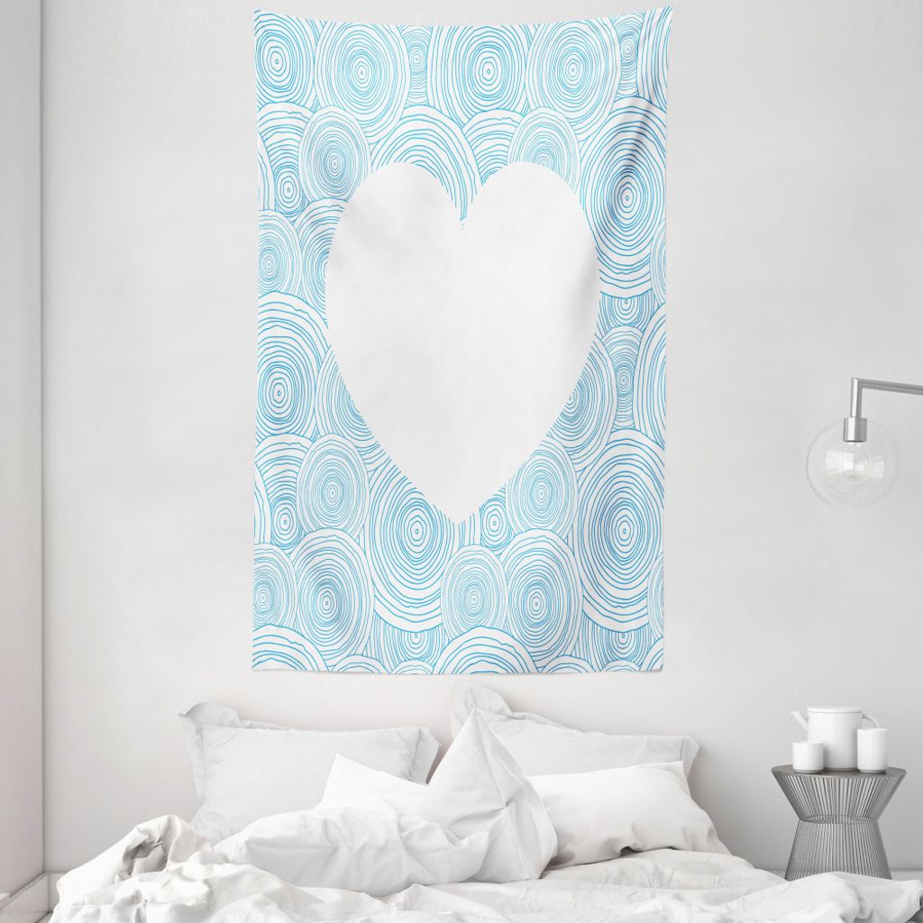 ABAKUHAUS Vintage Blue Wandteppich und Tagesdecke, Konzentrische Kreise aus Weiches Mikrofaser Stoff Waschbar ohne Verblassen Digitaldruck, 140 x 2...