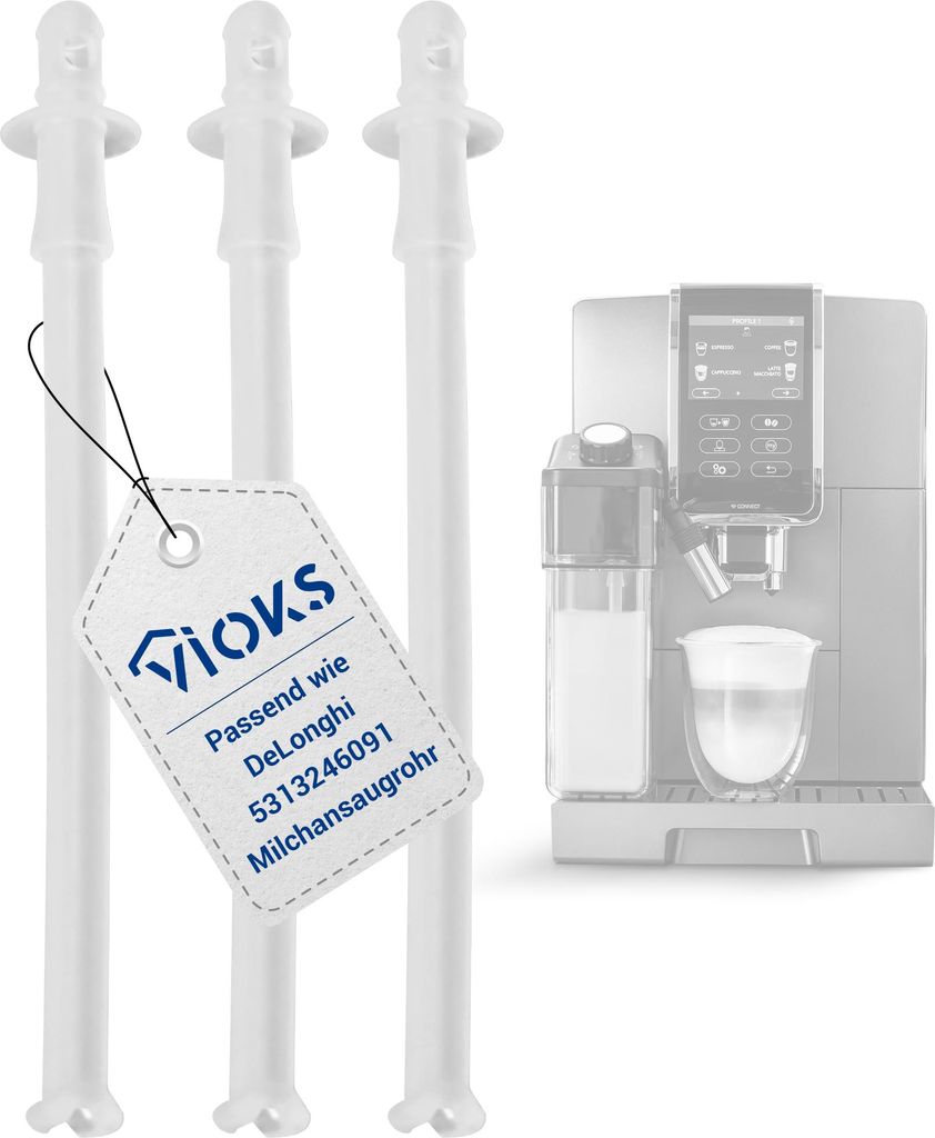 Ansaugrohr Set 3x passend wie DeLonghi 5313246091 Milchrohr Milchsaugschlauch für Kaffeemaschine