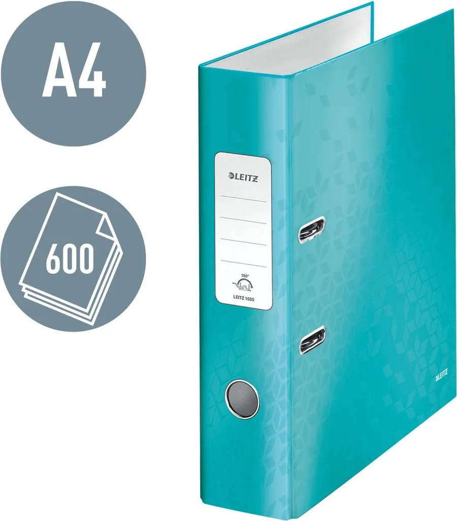 Classeurs à levier Leitz 180° Wow Turquoise A4 - Pack de 10 pièces - 6