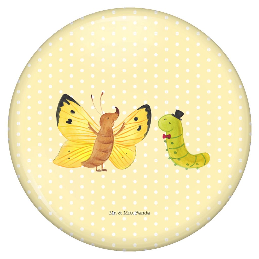 Mr. & Mrs. Panda Pin Raupe Schmetterling - Gelb Pastell - Geschenk, Badge, Kokon, Zitronenfalter, Button, Hut, Lustige Sprüche, Entwicklung, Plake...