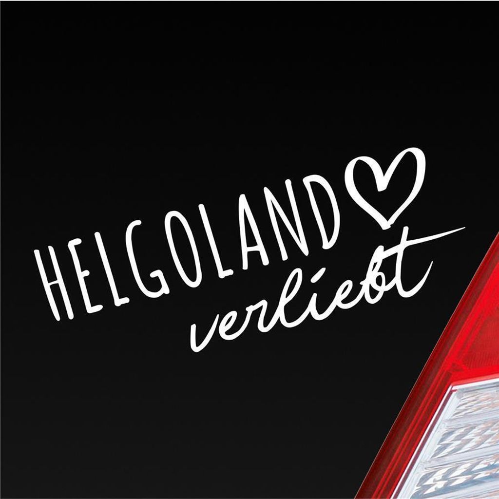Auto Aufkleber Helgoland verliebt Herz Insel Nordsee Liebe Car 19x7 cm Weiss Matt Sticker Heckscheibenaufkleber