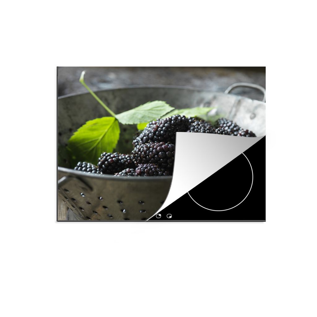 KitchenYeah Herdabdeckplatte Brombeeren - Sieb - Obst , 75x52cm, Küche Deko, Glaskeramikfeld Herdabdeckung, Abdeckplatte fùr Kochfeld