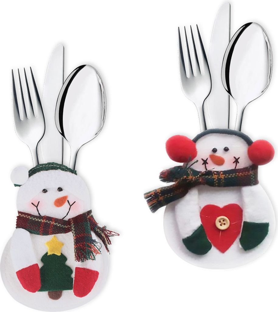 Weihnachten Bestecktaschen Besteckhalter Schneemann Tischdeko Besteckbeutel Xmas
