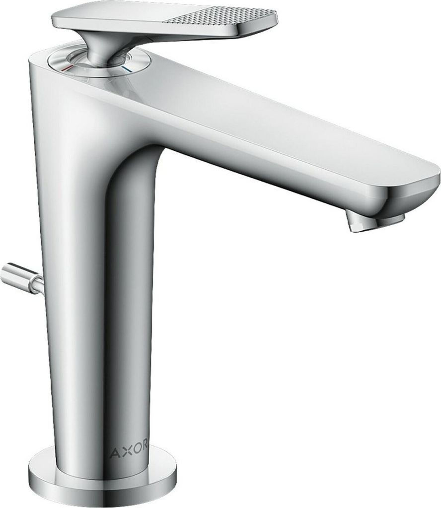 hansgrohe AXOR Citterio C Einhebel-Waschtischmischer 125, mit CoolStart und Zugstangen-Ablaufgarnitur, Cubic cut, 49031000
