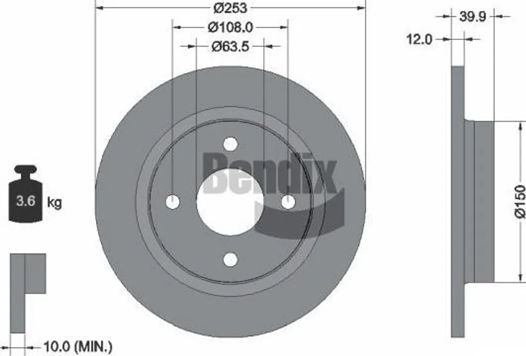 Disque de frein BENDIX BDS1563 pour Ford Fiesta idéal trajet quotidien