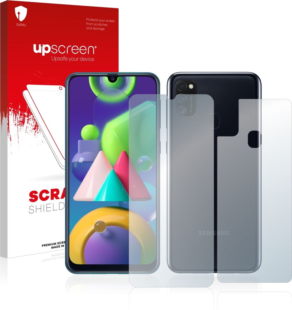 upscreen Schutzfolie für Samsung Galaxy M21 (Vorder + Rückseite) Kratzschutz Anti-Fingerprint Klar